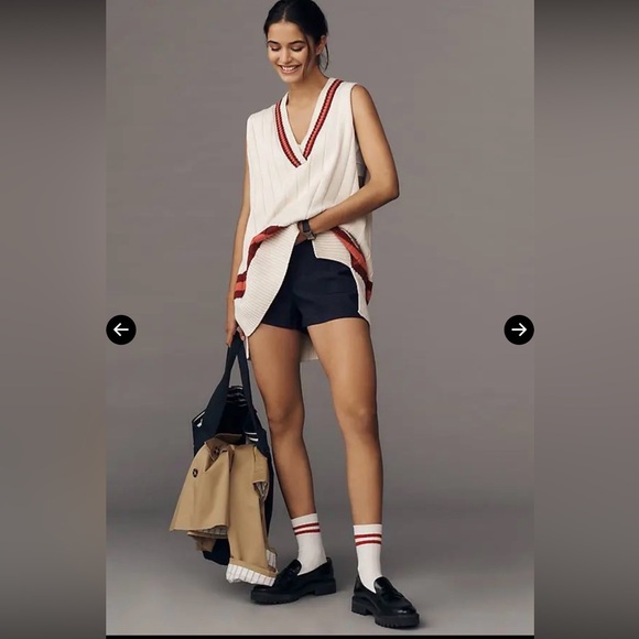 Anthropologie Maeve Sweater Vest Top Mini Dress Stripe Preppy Tennis Academia - Picture 4 of 10